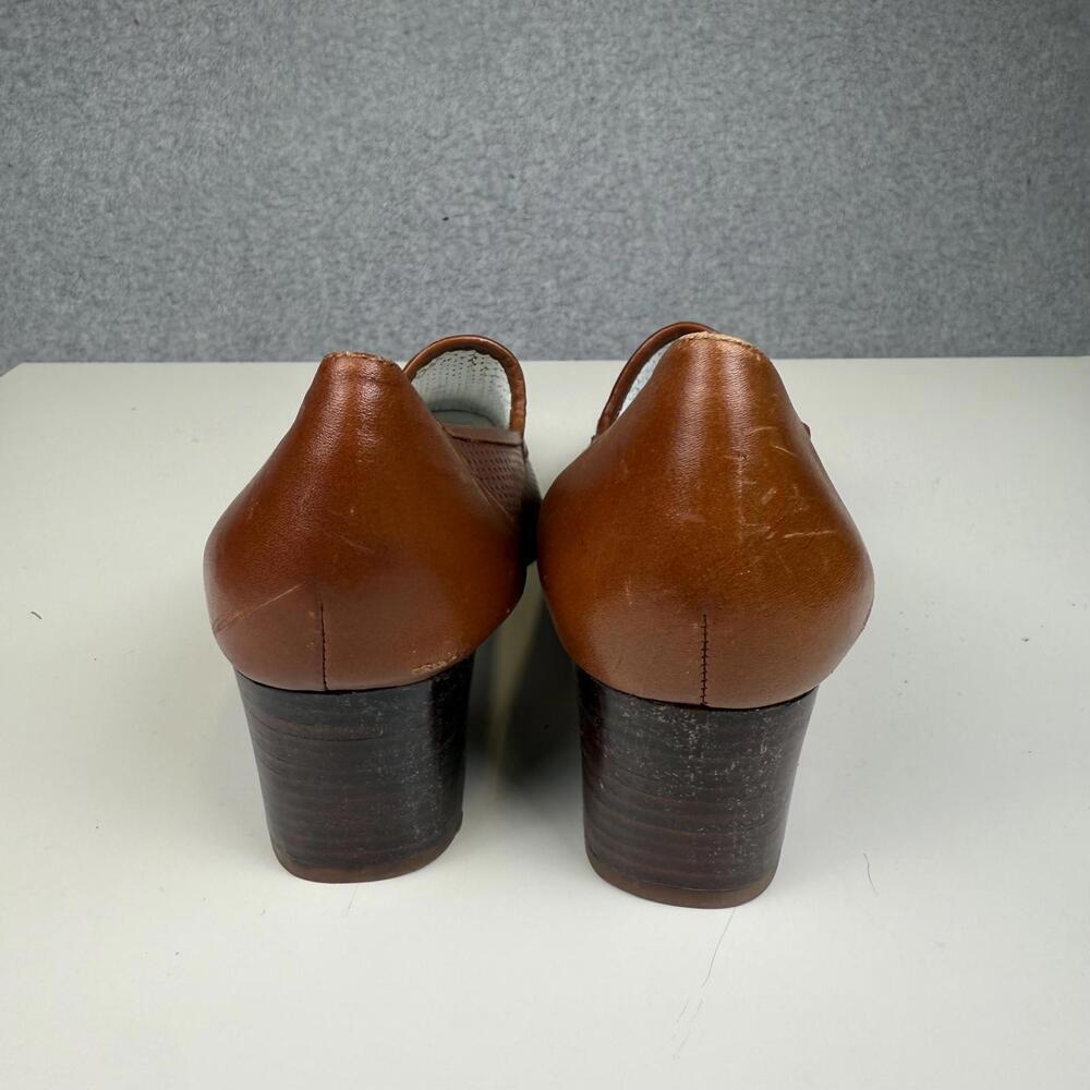 Vintage Pollini Women's Size EU 36.5 US 6.5 Brown Leather Slip On Heels Italian - Picture 4 of 8